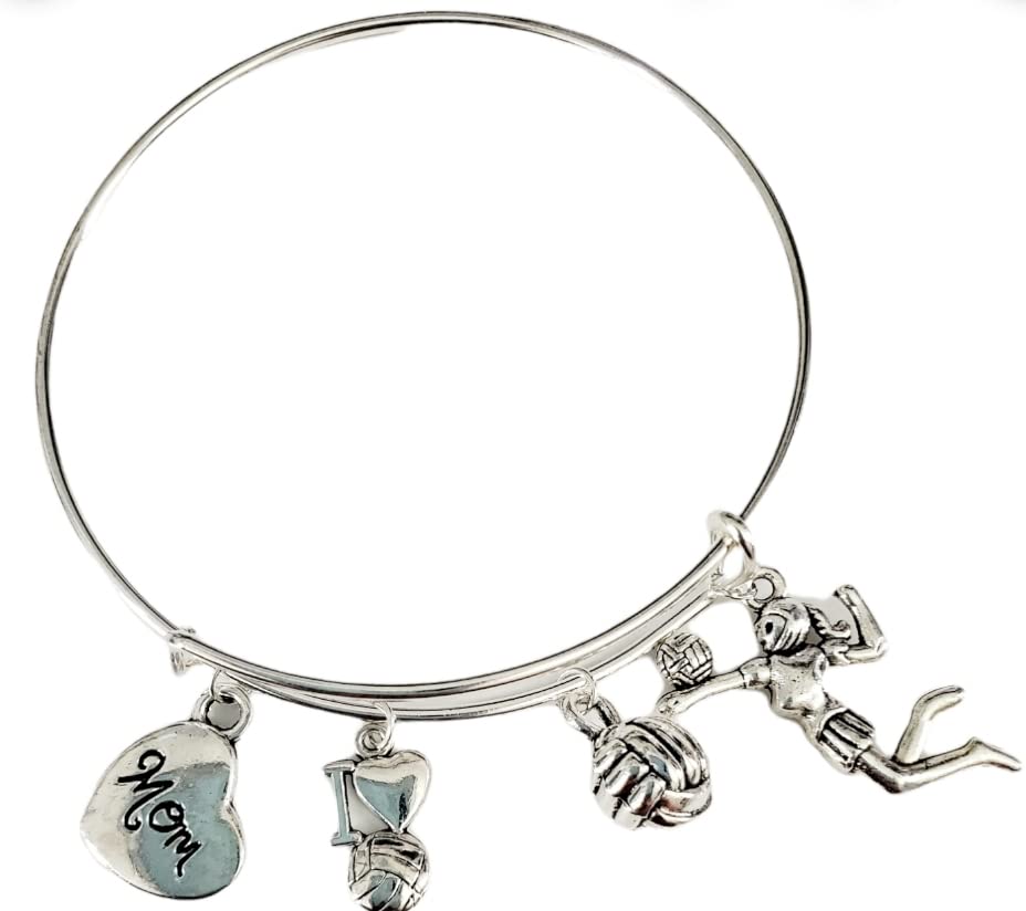 Volleyball Mom Bracelet | Team Mom Gift, Sports Mama Jewelry, Volleyball Heart Charm
