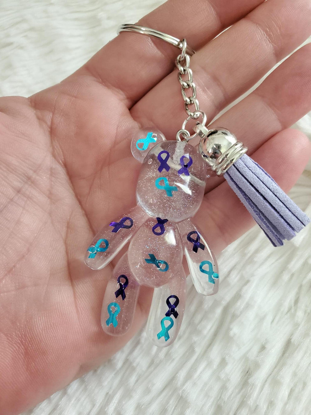 Suicide Awareness Ribbon Bear Keychain, My Story Isn't Over Yet, You are Enough