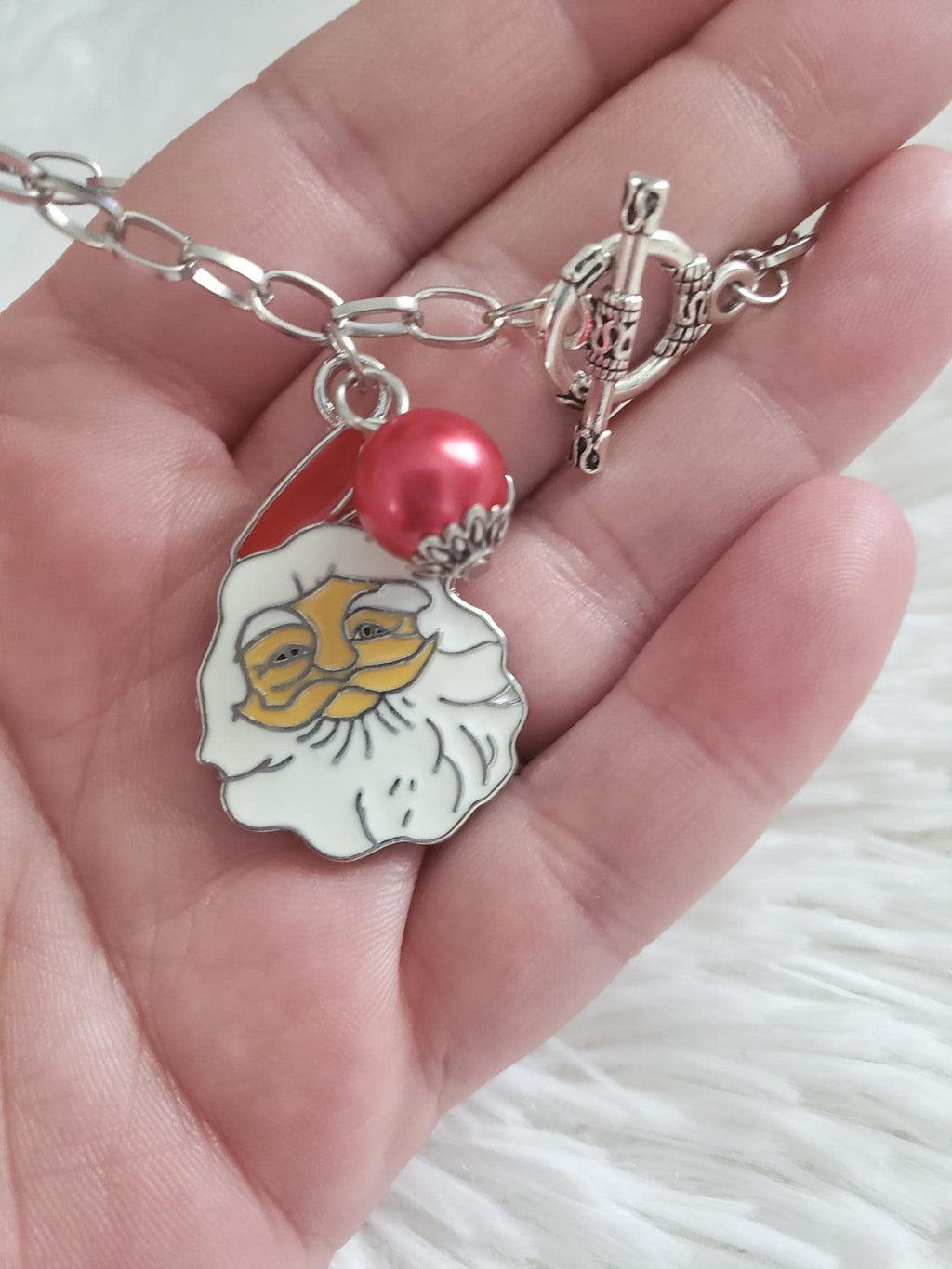 Santa Clause Charm Toggle Lock Bracelet, Christmas Bracelet, Holiday Jewelry