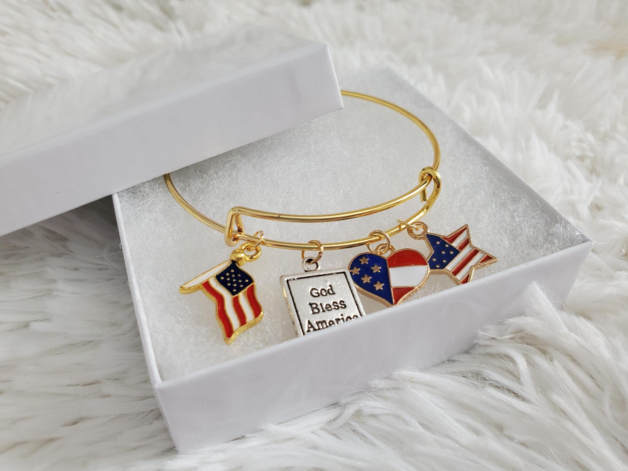 Patriotic Bracelet, Red White Blue Jewelry, God Bless America