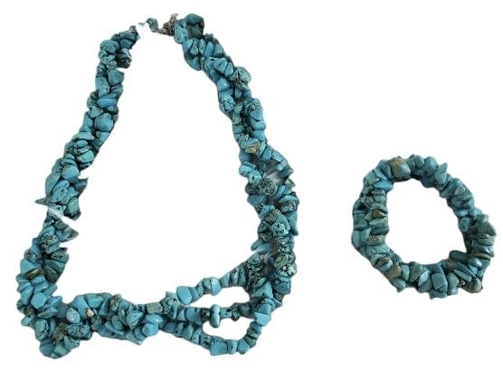 Turquoise Chip Necklace and Bracelet, Western Jewelry Set, Native American Accessories