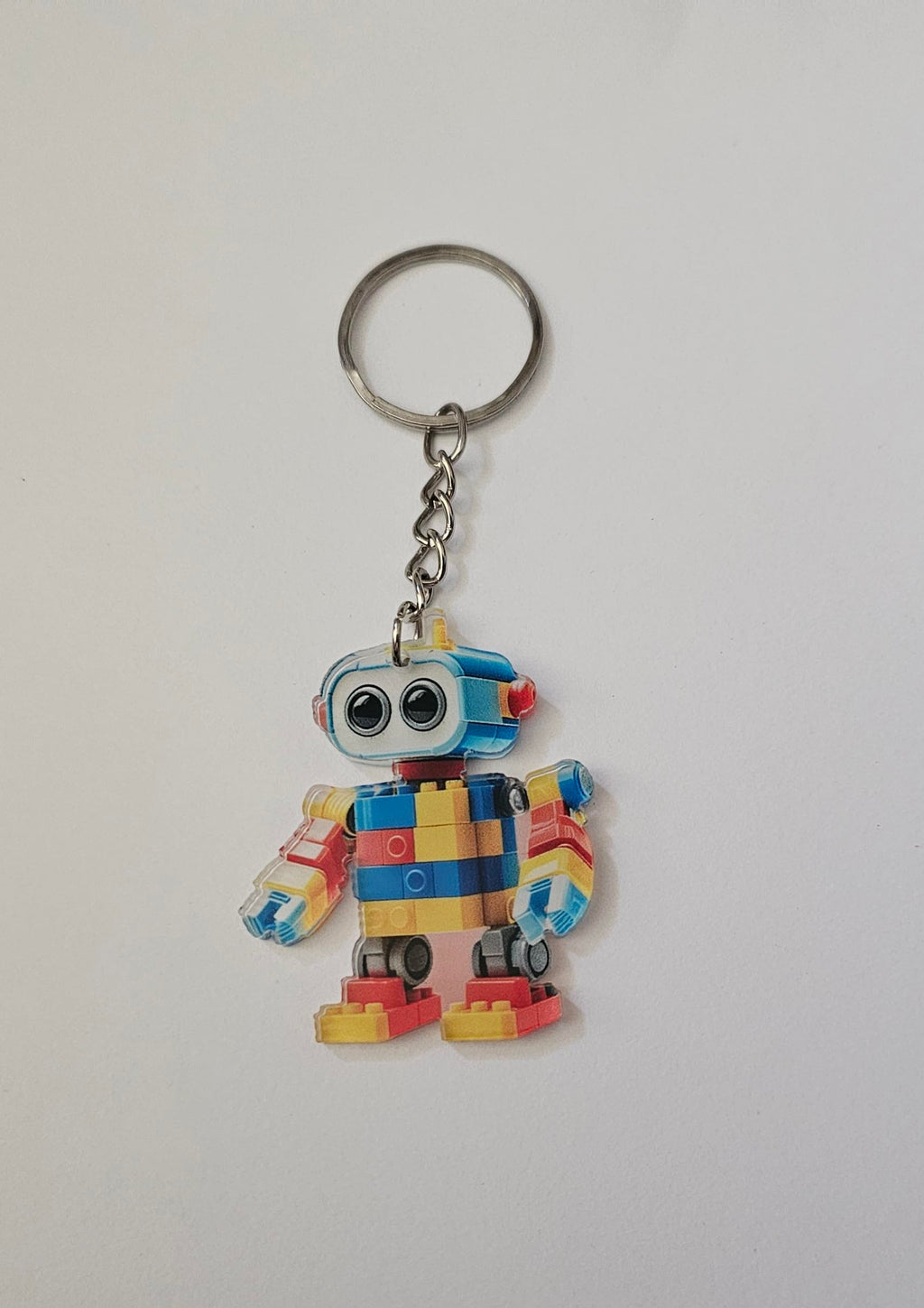 Colorful Block Robot Keychain, Cute Mini Robot Bag Charm, Backpack Accessory, Fun Gift for Kids and Adults
