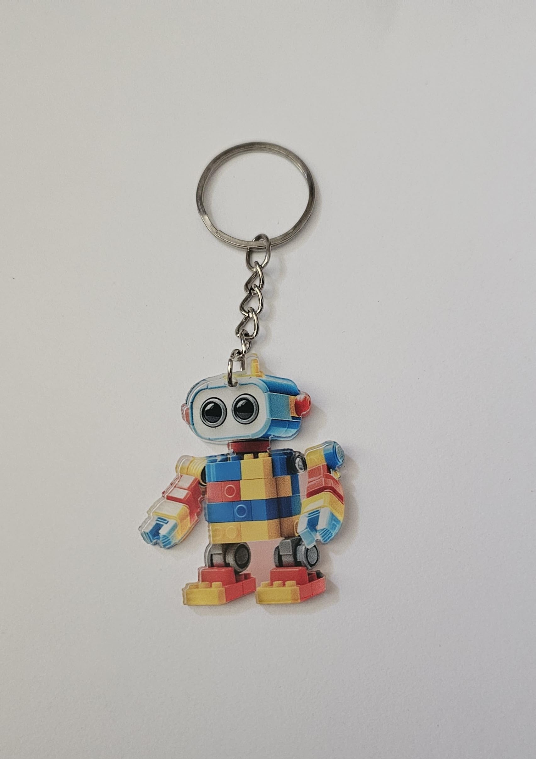 Colorful Block Robot Keychain, Cute Mini Robot Bag Charm, Backpack Accessory, Fun Gift for Kids and Adults