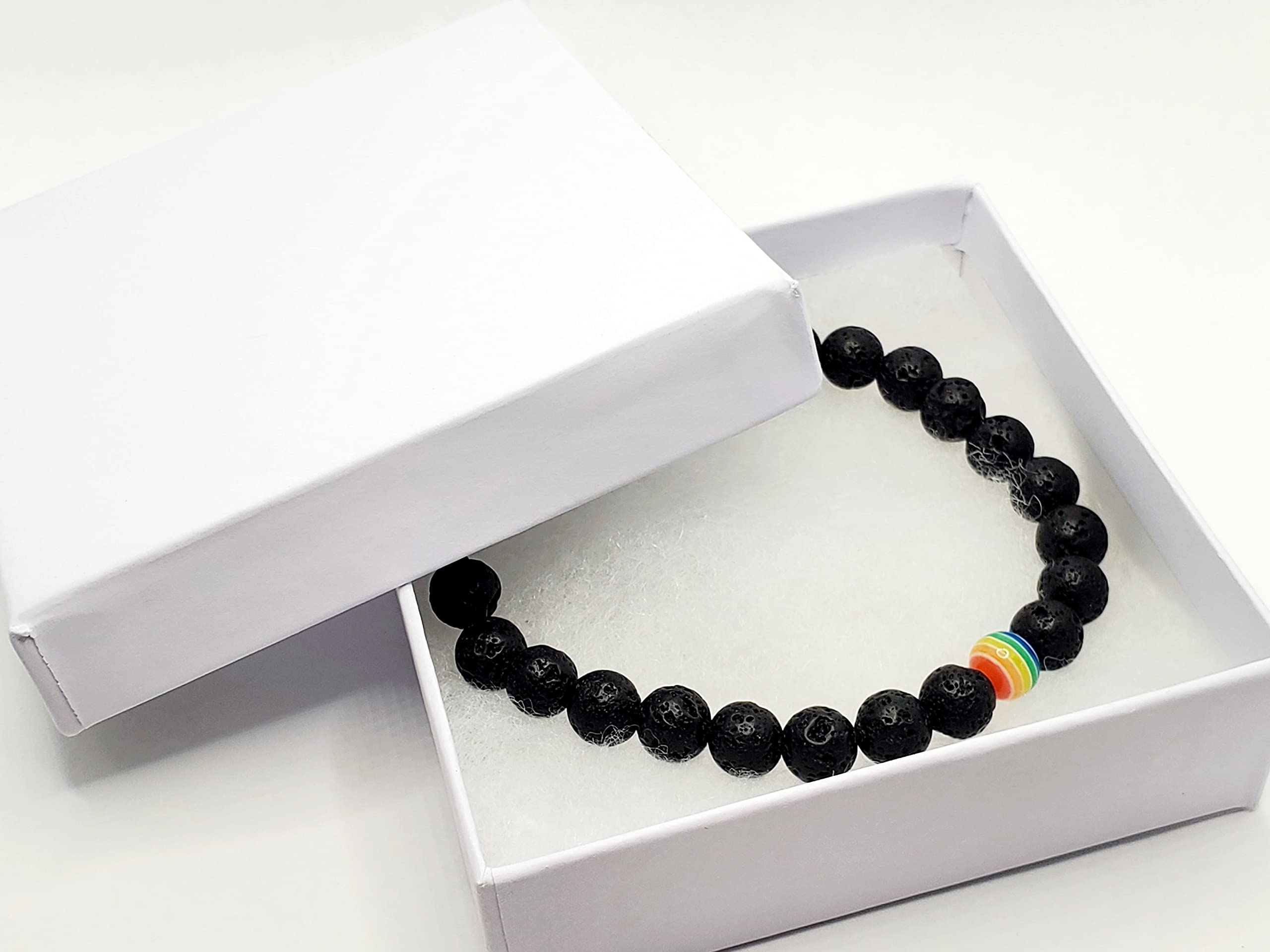 Men's Women's Pride Jewelry, Nylon Thread Unisex Pride Bracelet, Pride Month, Gay Pride, Gifts for Pride, Lava Rock Jewelry, Rainbow Bead