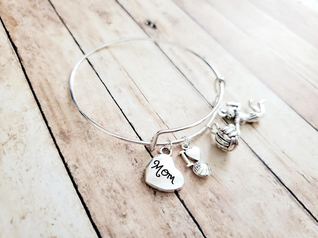 Volleyball Mom Bracelet | Team Mom Gift, Sports Mama Jewelry, Volleyball Heart Charm