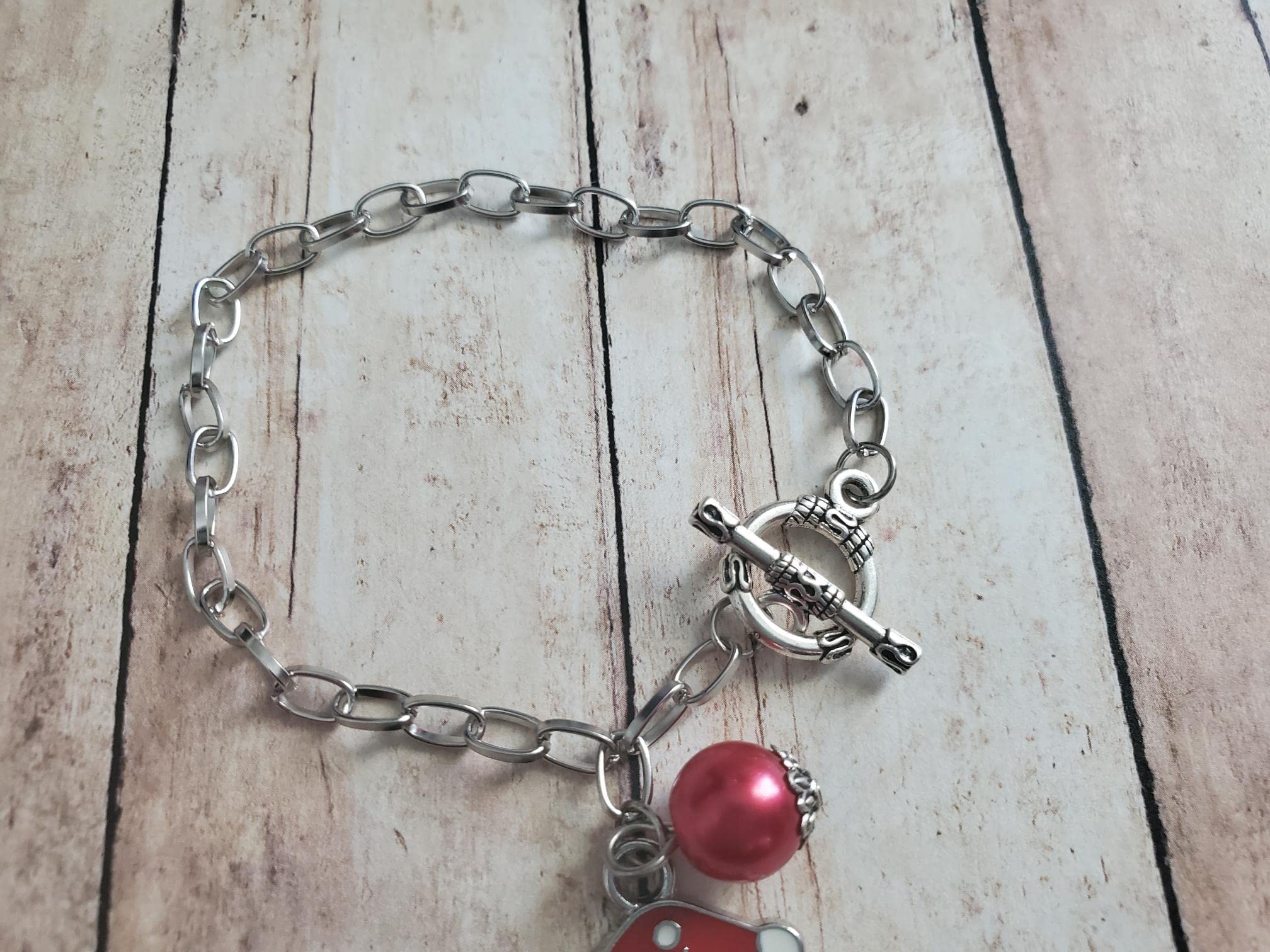 Santa Clause Charm Toggle Lock Bracelet, Christmas Bracelet, Holiday Jewelry