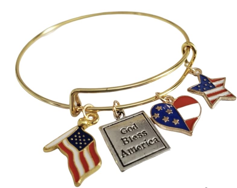 Patriotic Bracelet, Red White Blue Jewelry, God Bless America