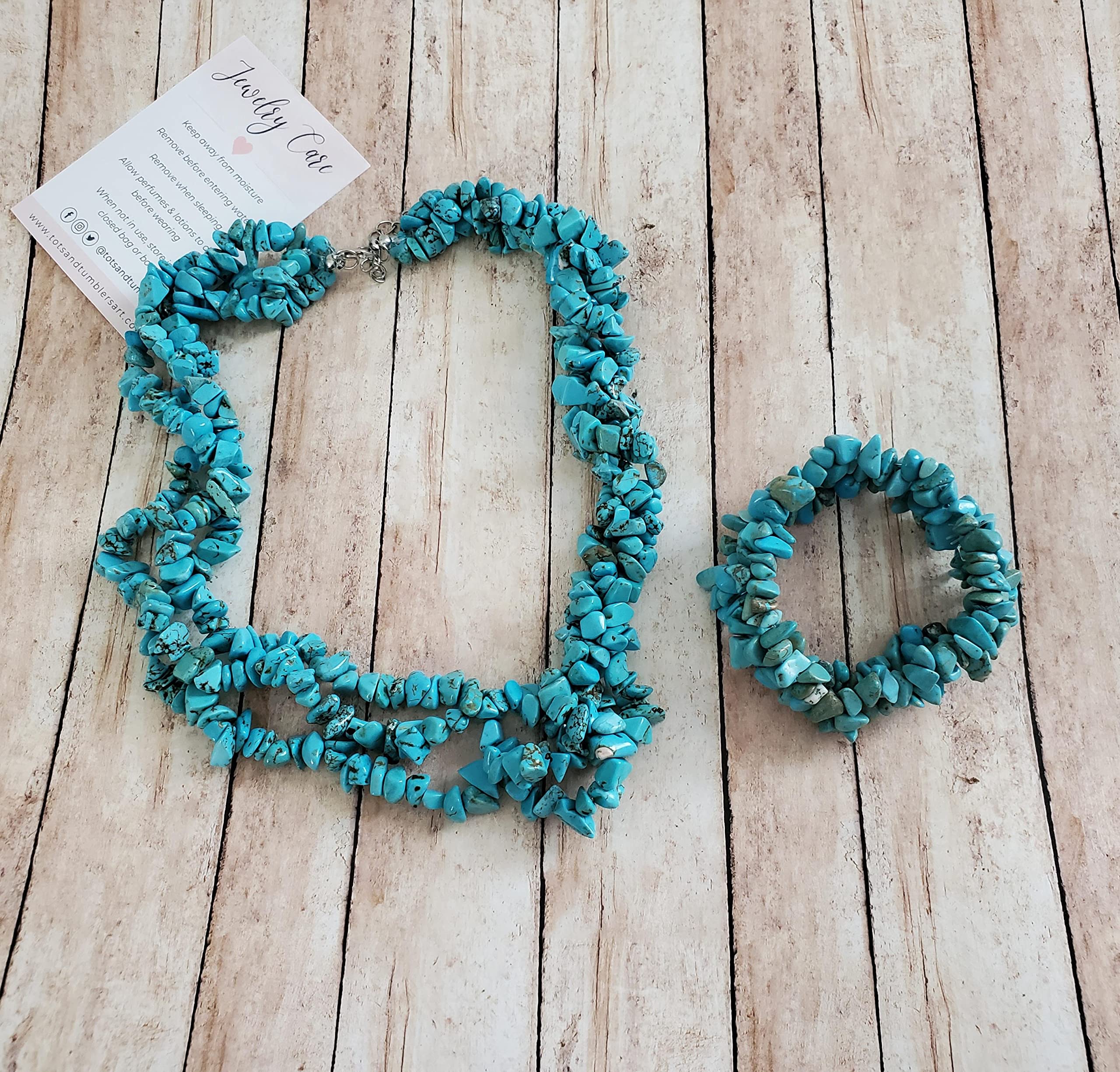 Turquoise Chip Necklace and Bracelet, Western Jewelry Set, Native American Accessories