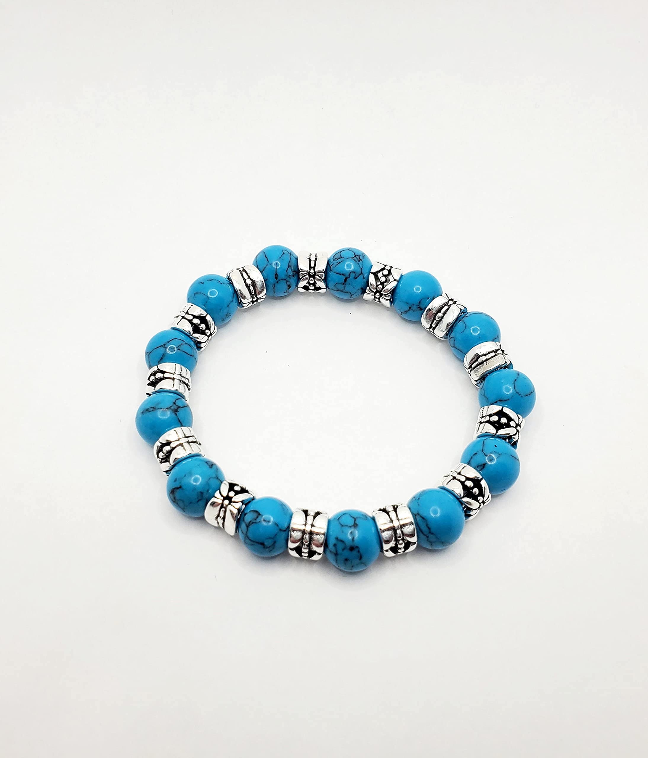 Turquoise Beaded Stretch Bracelet, Tibetan Style Jewelry, Native American Style, Native American Lover, Turquoise Lover, Beaded Bracelet