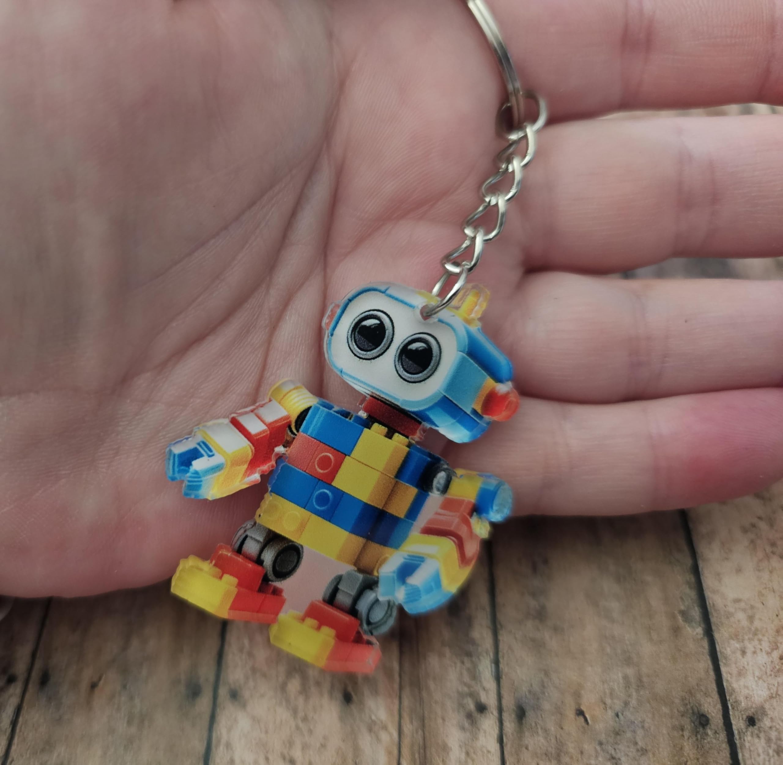 Colorful Block Robot Keychain, Cute Mini Robot Bag Charm, Backpack Accessory, Fun Gift for Kids and Adults