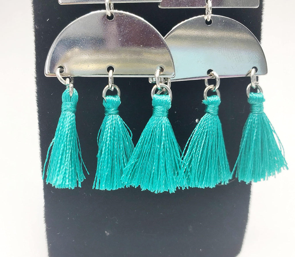 Turquoise Tassel Earrings, Sterling Silver Turquoise Tassel Earrings, Tassel Earrings, Dangle Earrings, Drop Earrings, Fashion Jewelry
