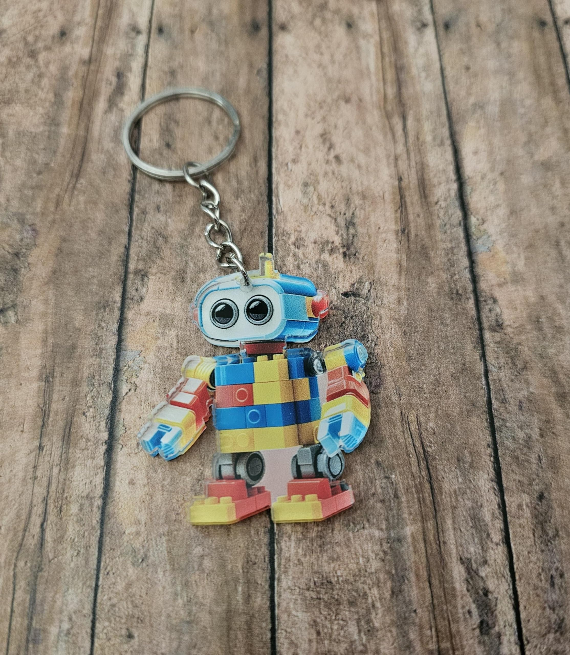 Colorful Block Robot Keychain, Cute Mini Robot Bag Charm, Backpack Accessory, Fun Gift for Kids and Adults