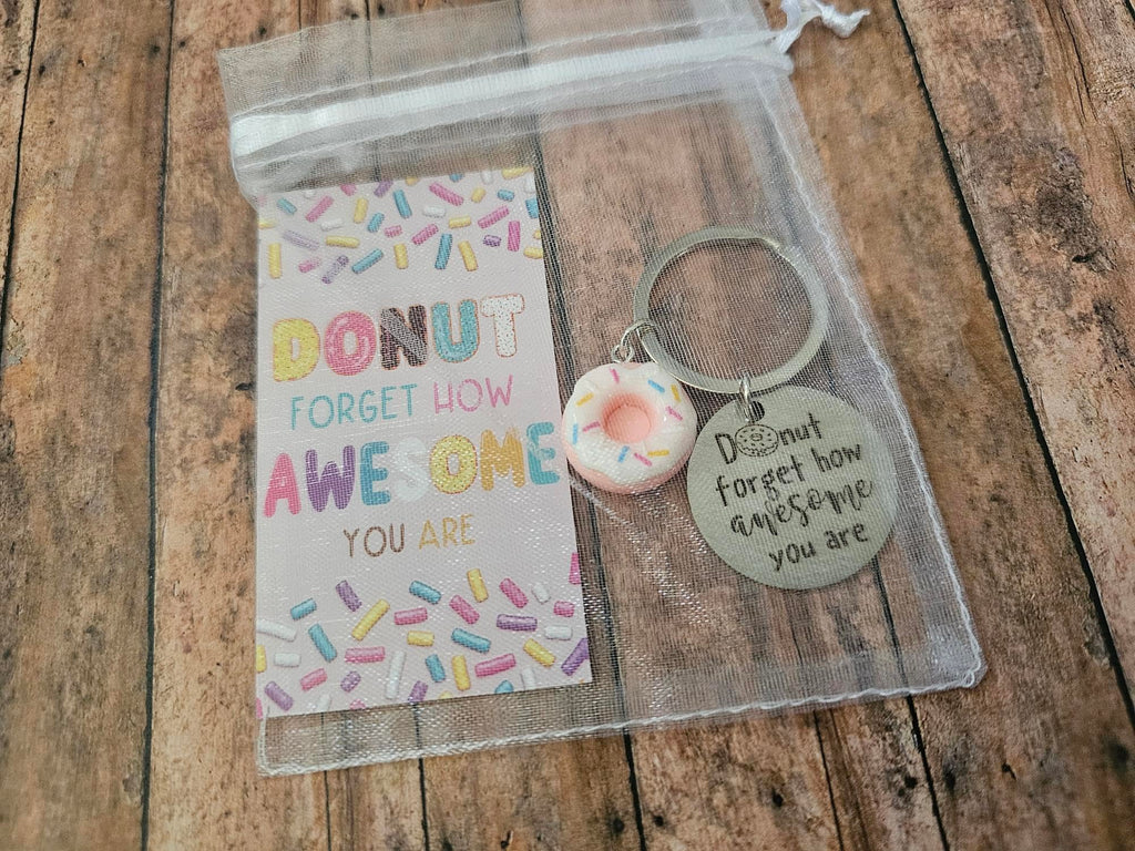 Donut Forget How Awesome You Are Keychain Gift Set, Motivational Appreciation Gift