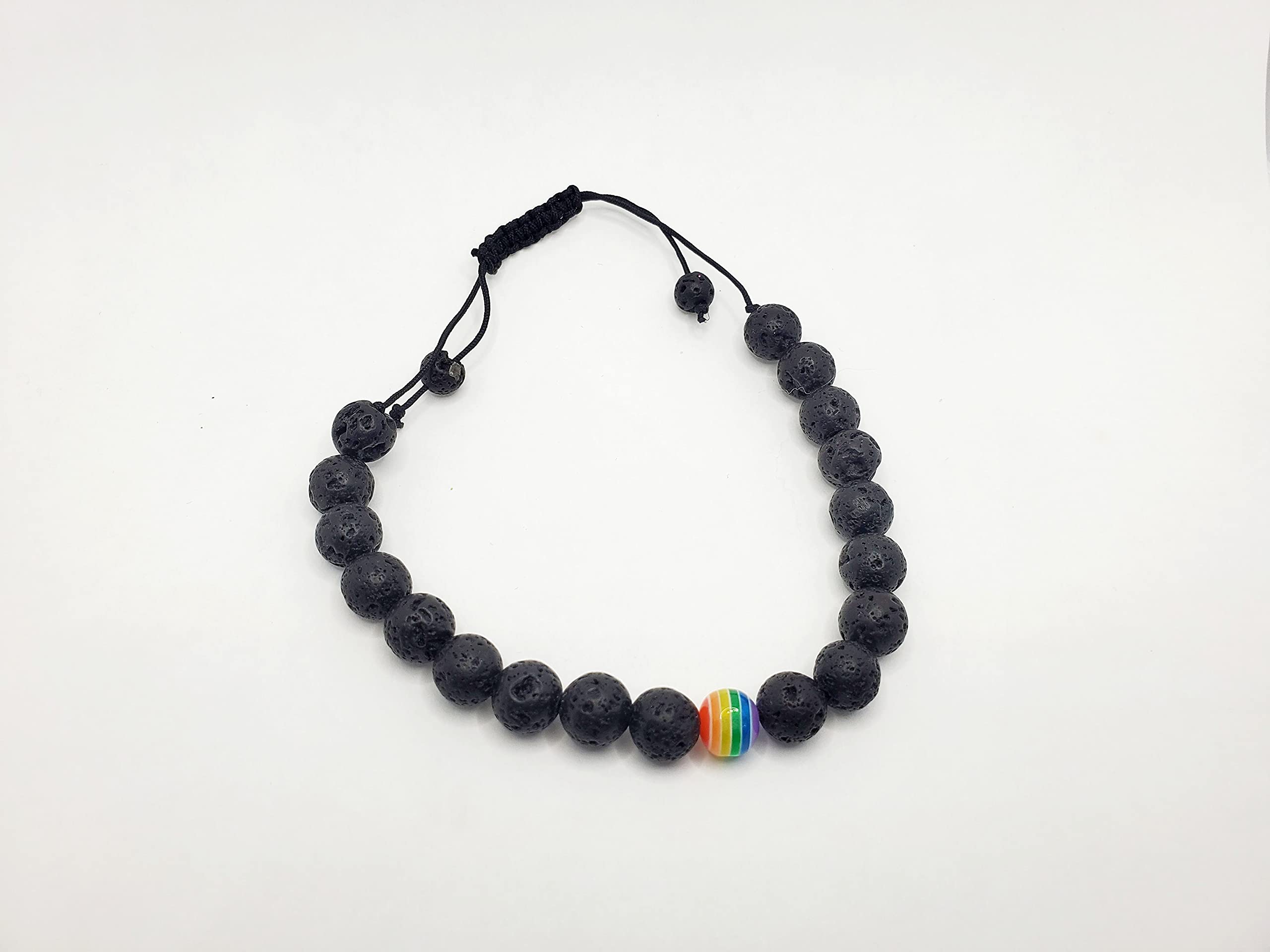 Men's Women's Pride Jewelry, Nylon Thread Unisex Pride Bracelet, Pride Month, Gay Pride, Gifts for Pride, Lava Rock Jewelry, Rainbow Bead