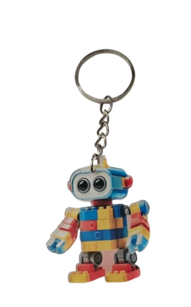 Colorful Block Robot Keychain, Cute Mini Robot Bag Charm, Backpack Accessory, Fun Gift for Kids and Adults