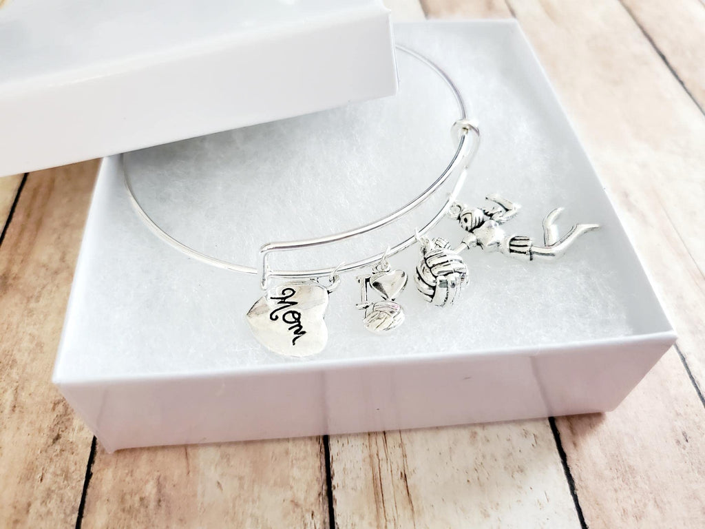 Volleyball Mom Bracelet | Team Mom Gift, Sports Mama Jewelry, Volleyball Heart Charm