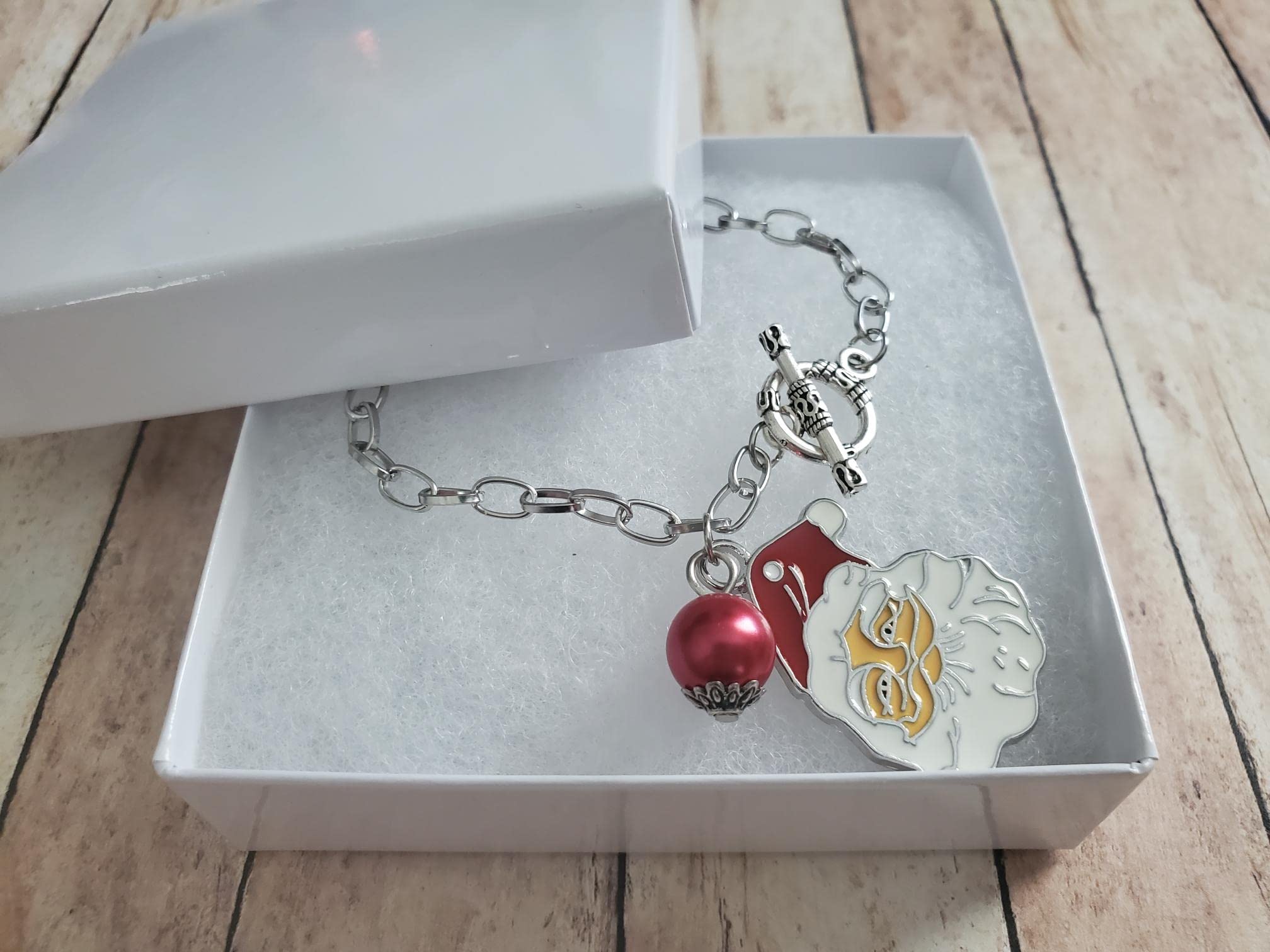 Santa Clause Charm Toggle Lock Bracelet, Christmas Bracelet, Holiday Jewelry