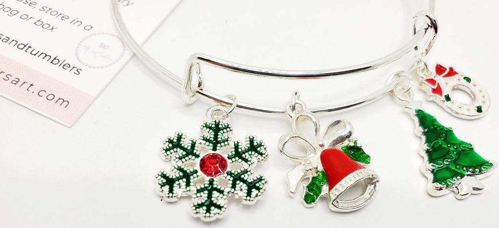 Christmas Charm Bracelet for Women | Silver Holiday Jewelry Gift