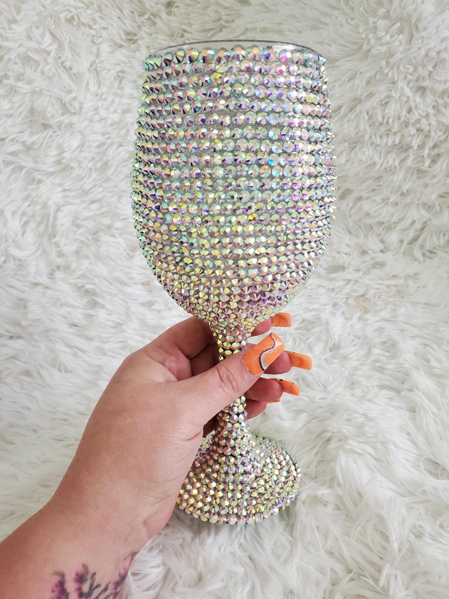 Bling Wine Glass, Bedazzled Drinking Cup, Rhinestone Tumbler, Blinged Out
