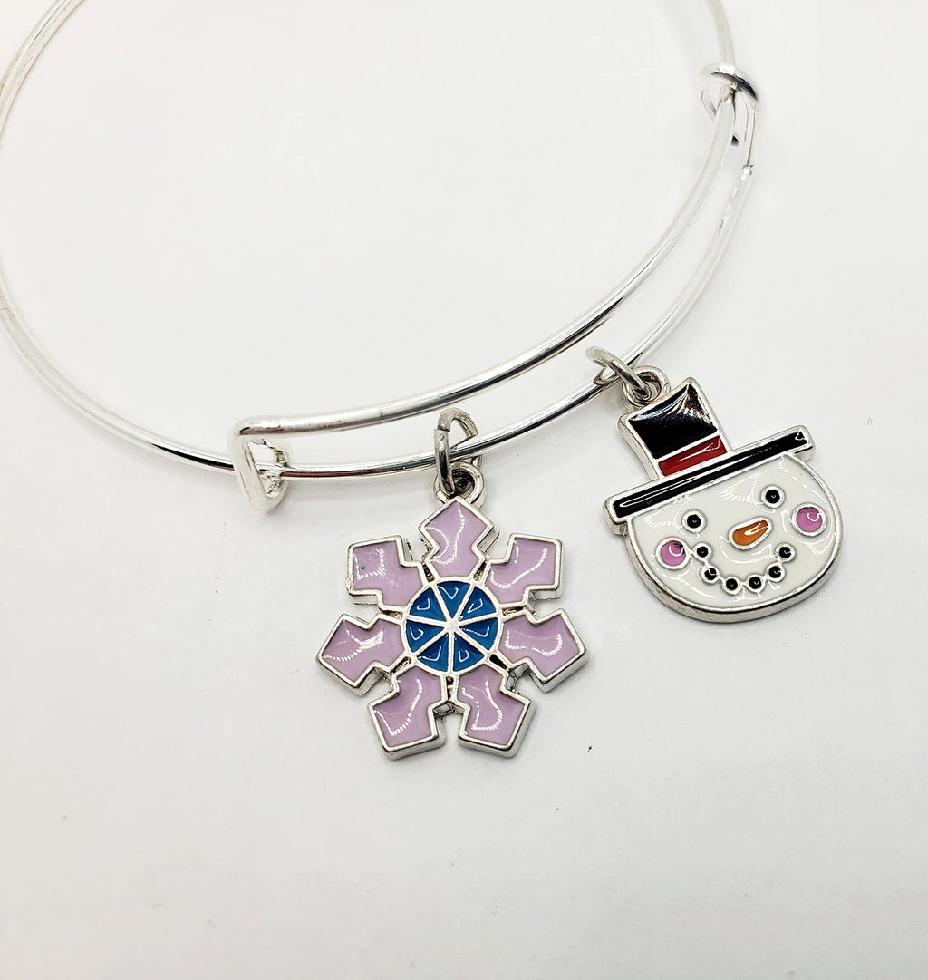 Snowman Charm Bracelet — Winter Snowflake Jewelry