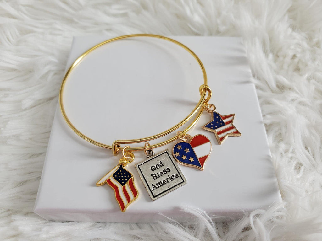 Patriotic Bracelet, Red White Blue Jewelry, God Bless America