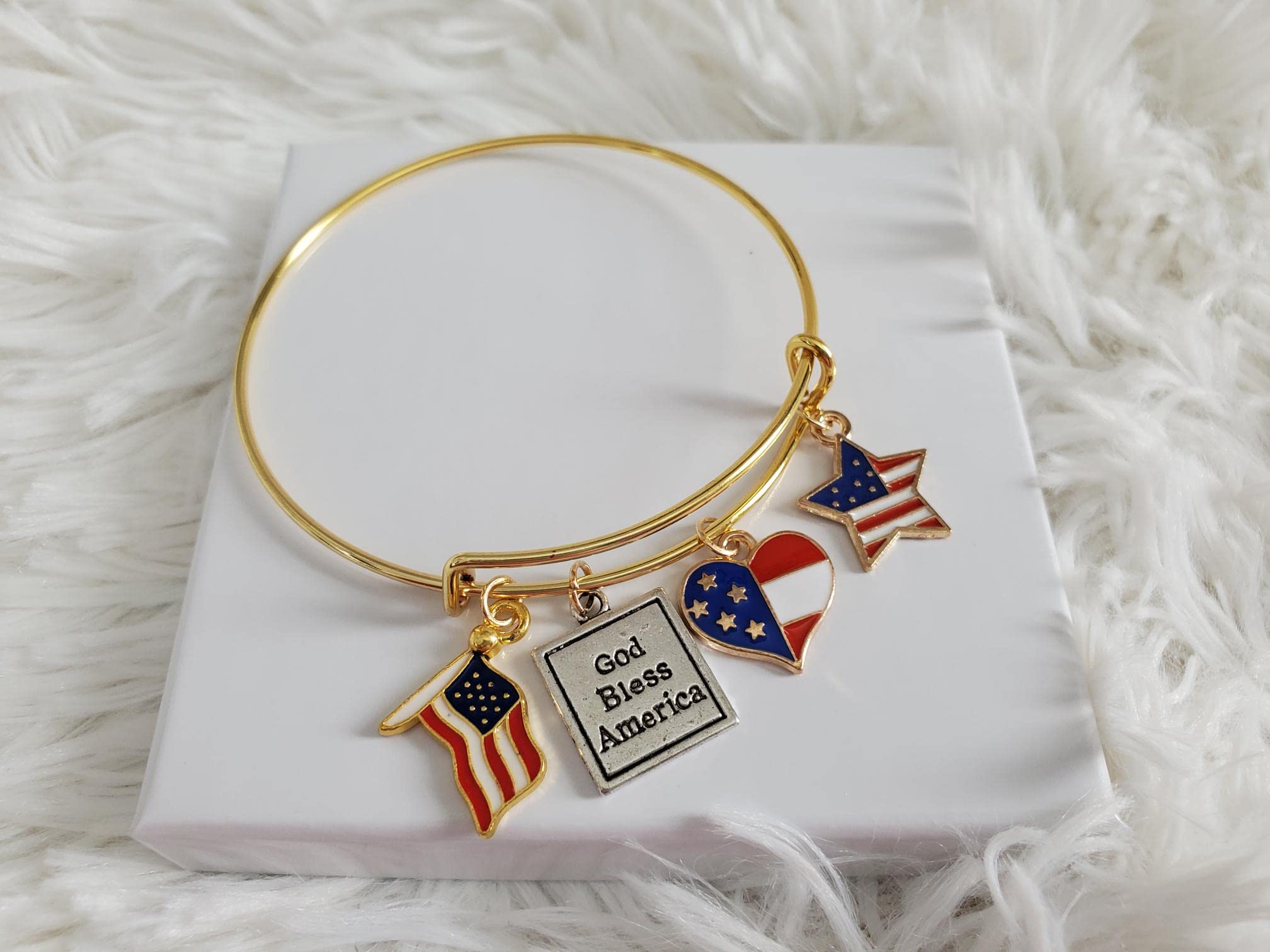Patriotic Bracelet, Red White Blue Jewelry, God Bless America