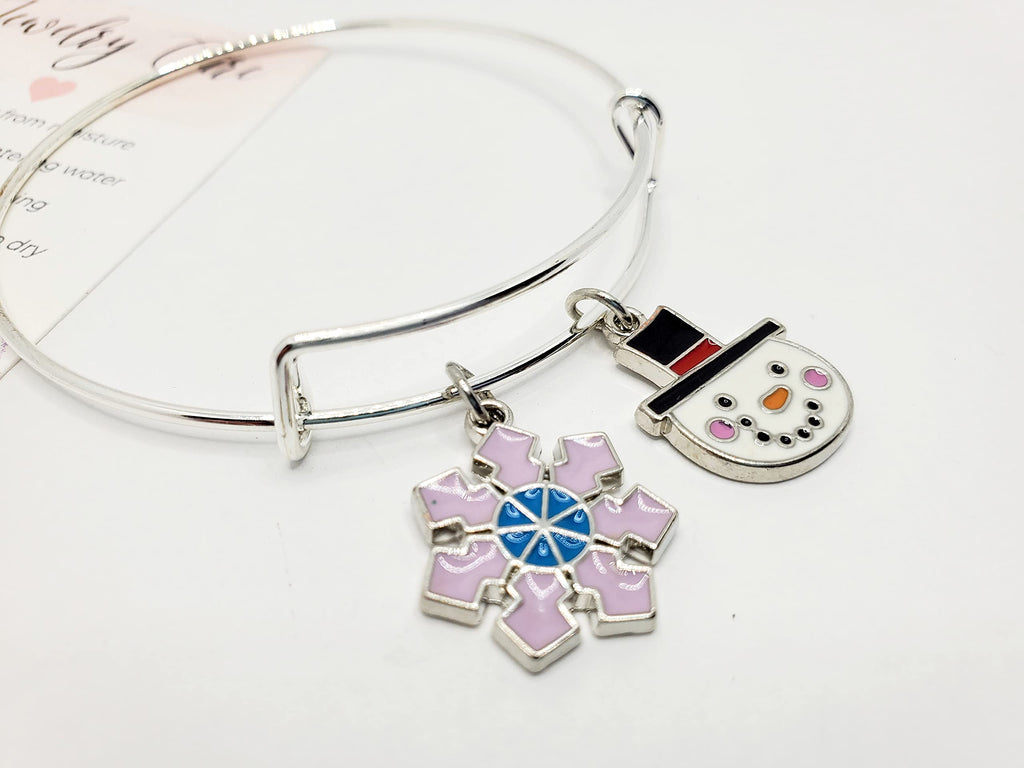 Snowman Charm Bracelet — Winter Snowflake Jewelry