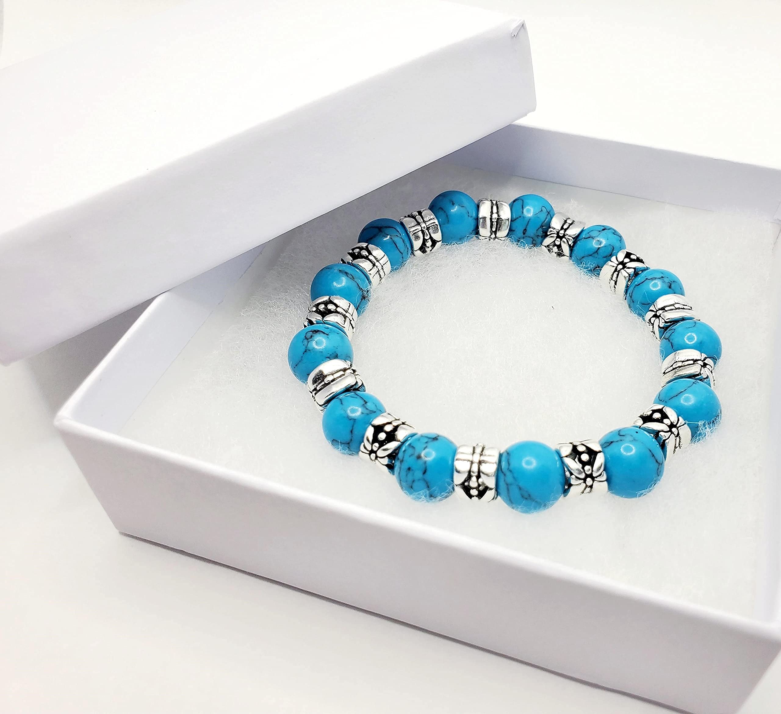 Turquoise Beaded Stretch Bracelet, Tibetan Style Jewelry, Native American Style, Native American Lover, Turquoise Lover, Beaded Bracelet