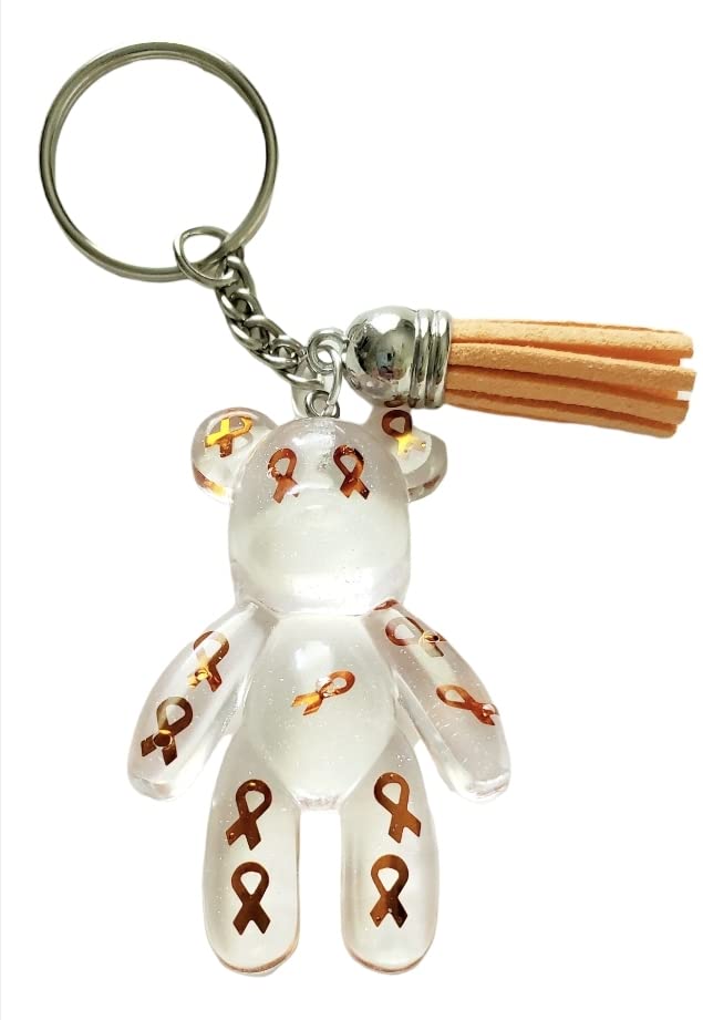 Orange Ribbon Awareness Bear Keychain, COPD, Multiple Sclerosis, Leukemia, Kidney Cancer, ADHD