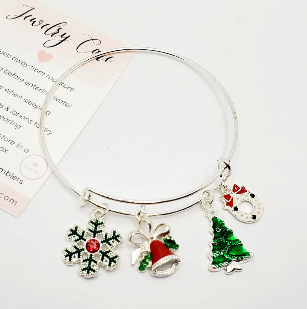 Christmas Charm Bracelet for Women | Silver Holiday Jewelry Gift