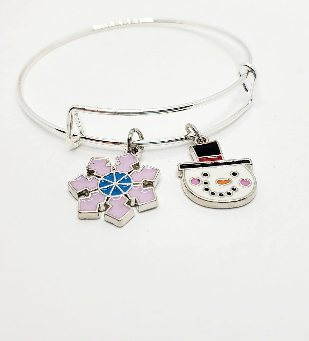 Snowman Charm Bracelet — Winter Snowflake Jewelry