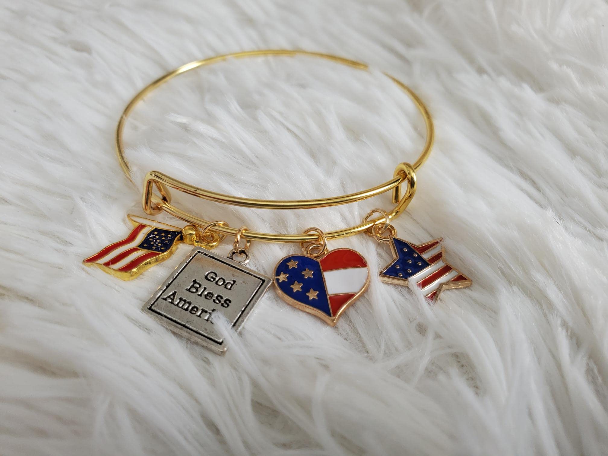 Patriotic Bracelet, Red White Blue Jewelry, God Bless America