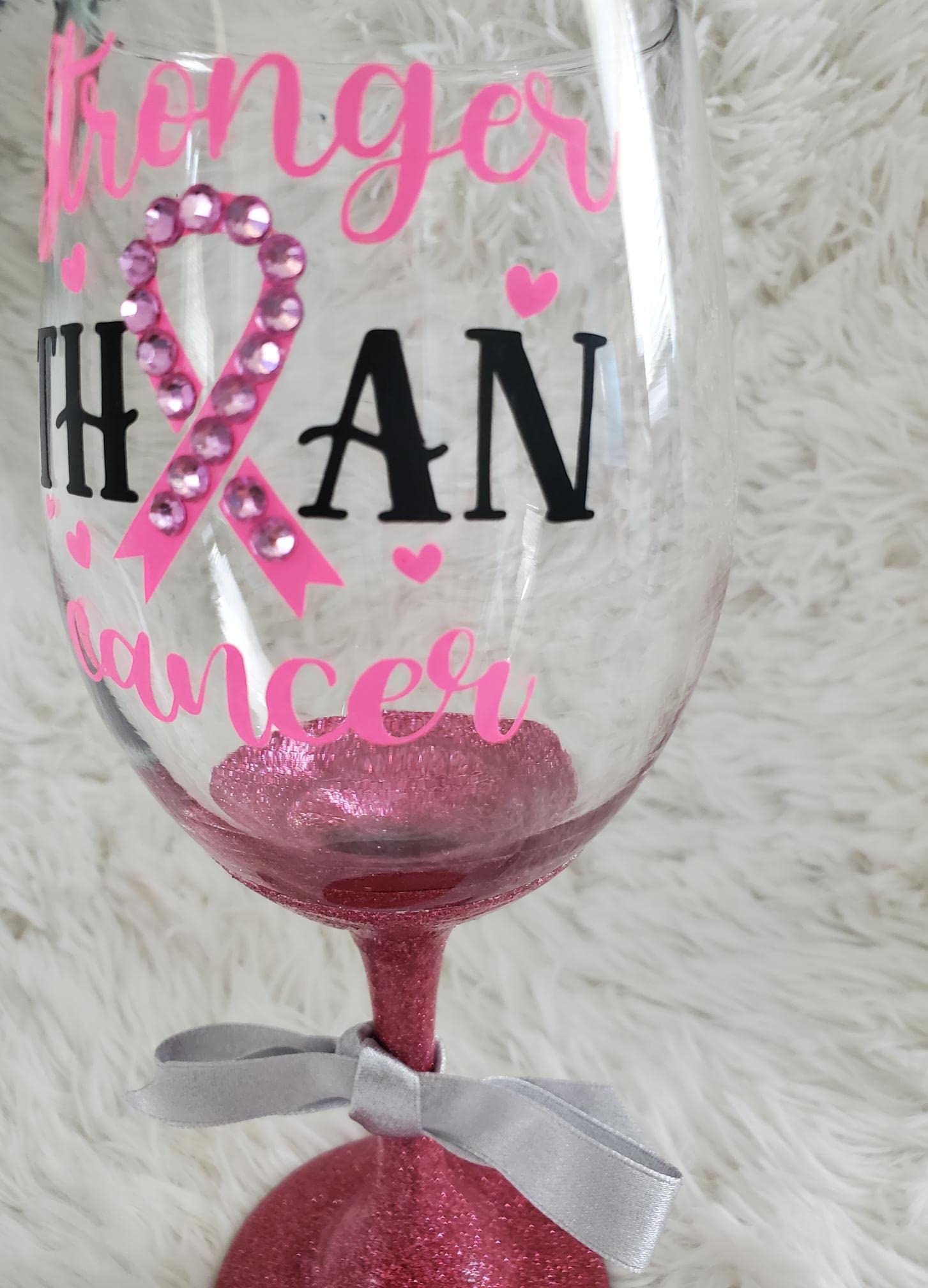 Breast Cancer Wine Glass, Pink Rhinestone Tumbler, Awareness Ribbon