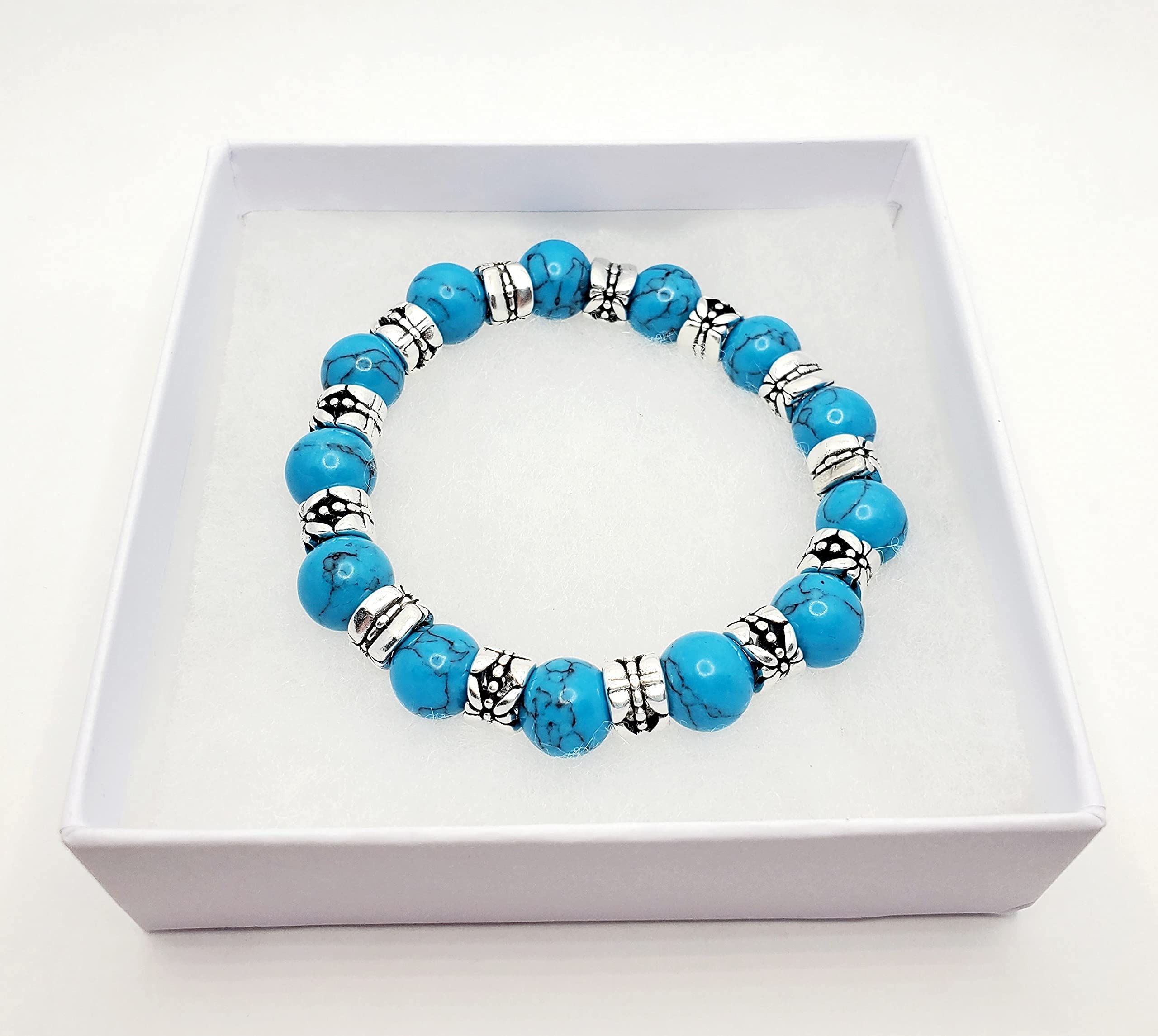 Turquoise Beaded Stretch Bracelet, Tibetan Style Jewelry, Native American Style, Native American Lover, Turquoise Lover, Beaded Bracelet