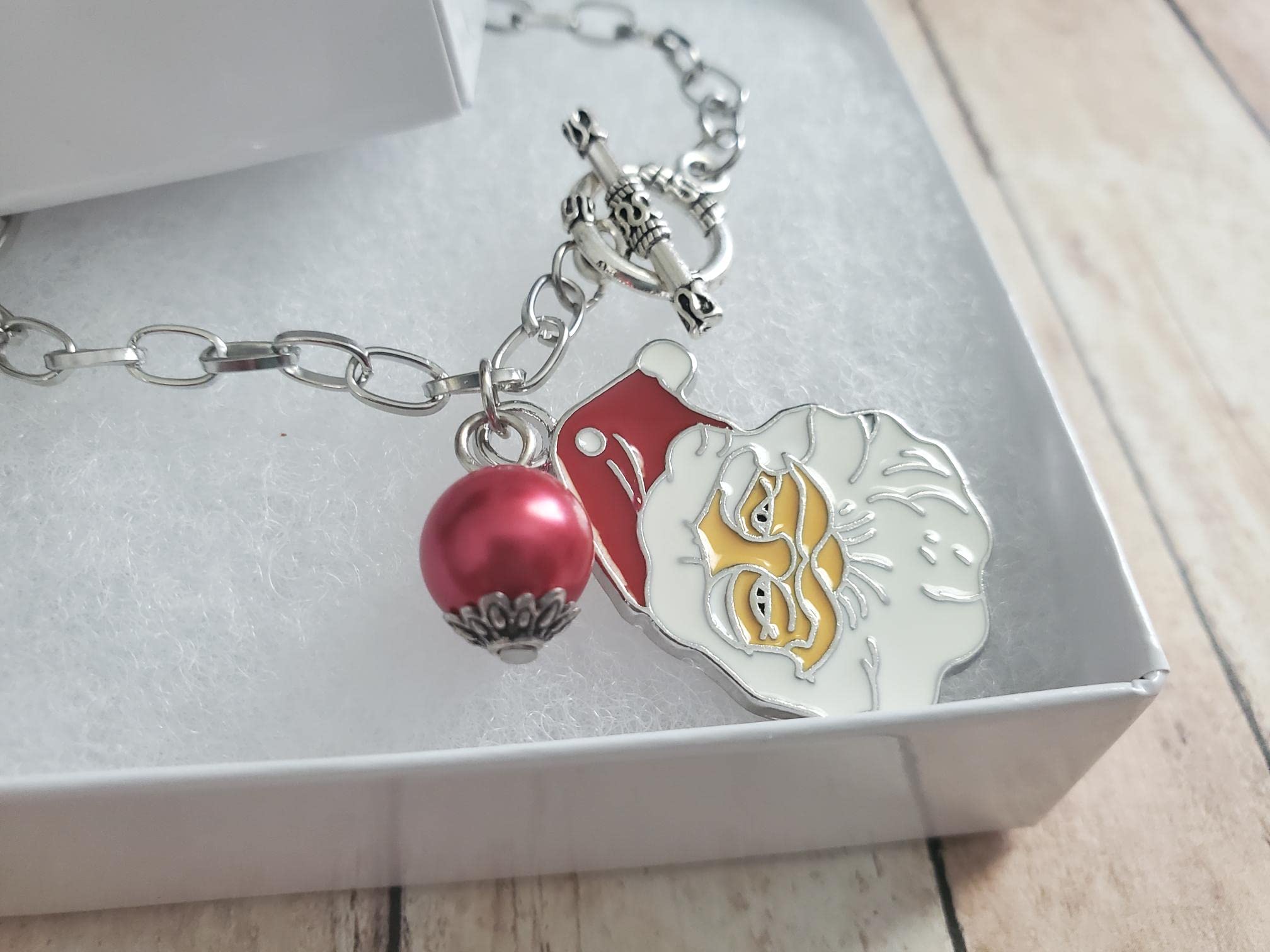 Santa Clause Charm Toggle Lock Bracelet, Christmas Bracelet, Holiday Jewelry