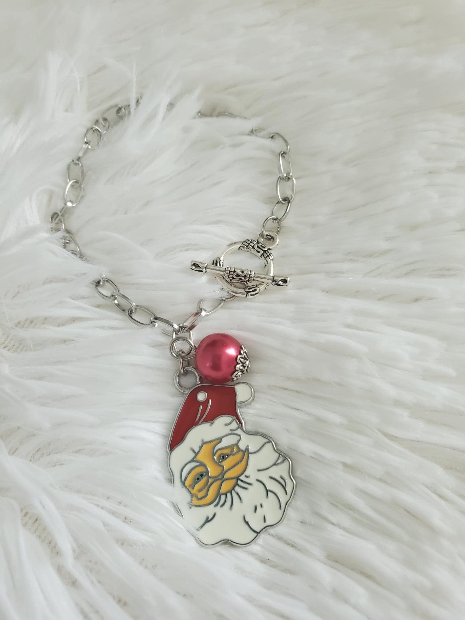 Santa Clause Charm Toggle Lock Bracelet, Christmas Bracelet, Holiday Jewelry