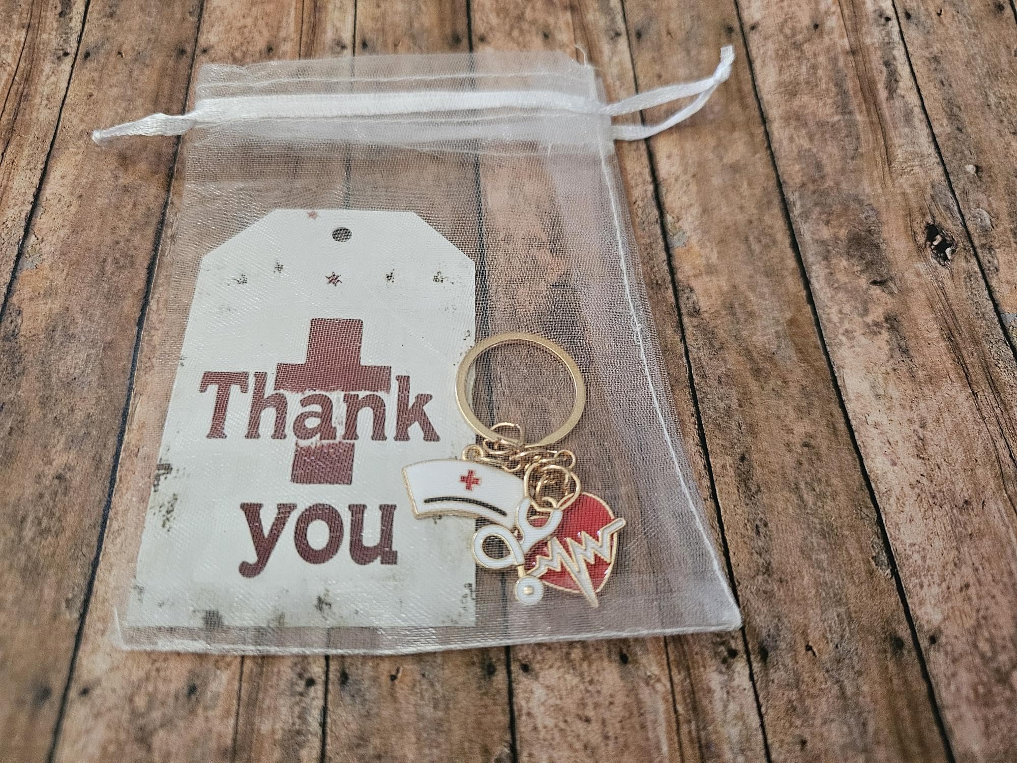 Nurse Appreciation Keychain Gift Set, Enamel Nurse Cap and Heart Charm, Thank You Gift for Healthcare Workers, Nurse Week