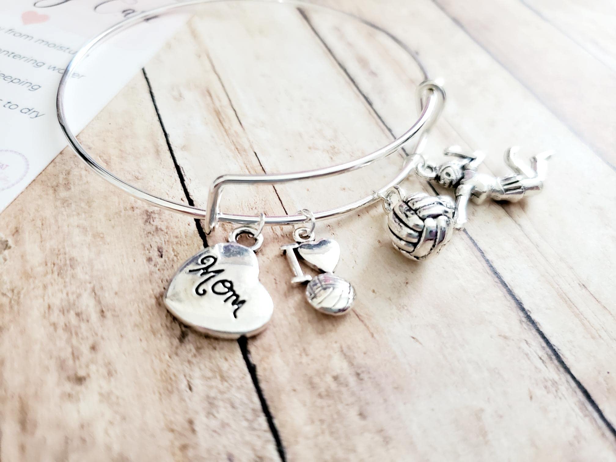 Volleyball Mom Bracelet | Team Mom Gift, Sports Mama Jewelry, Volleyball Heart Charm