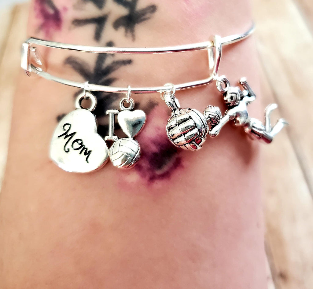 Volleyball Mom Bracelet | Team Mom Gift, Sports Mama Jewelry, Volleyball Heart Charm