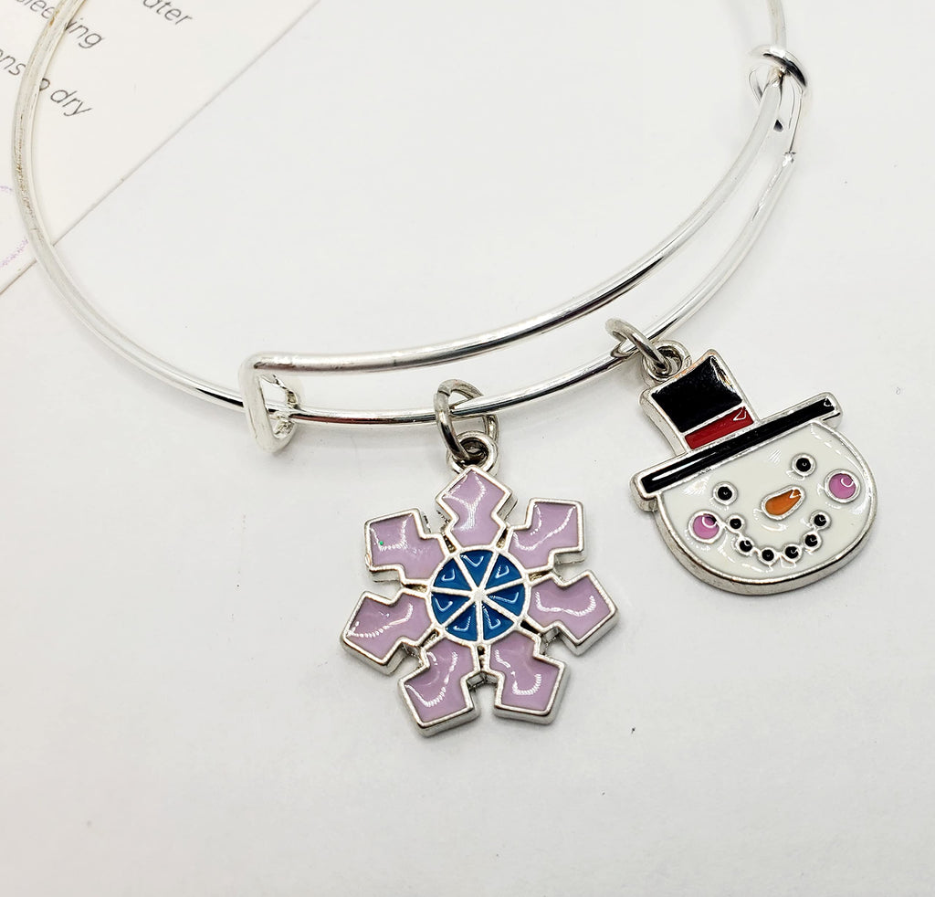 Snowman Charm Bracelet — Winter Snowflake Jewelry