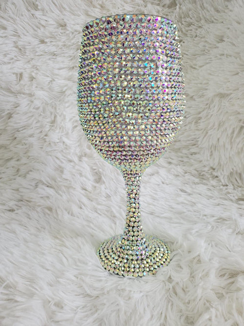 Bling Wine Glass, Bedazzled Drinking Cup, Rhinestone Tumbler, Blinged Out