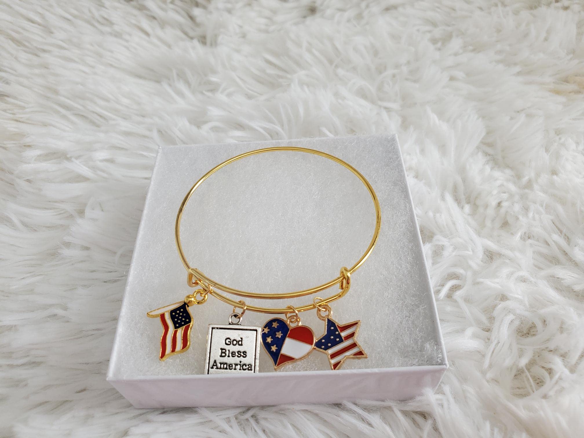Patriotic Bracelet, Red White Blue Jewelry, God Bless America