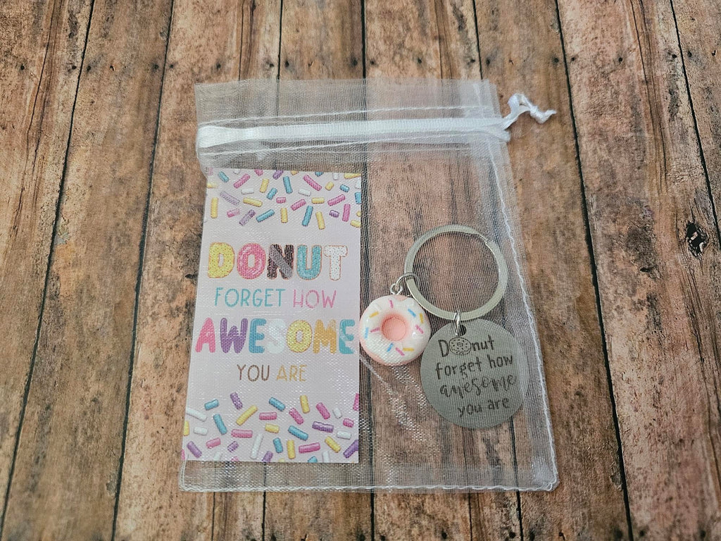 Donut Forget How Awesome You Are Keychain Gift Set, Motivational Appreciation Gift
