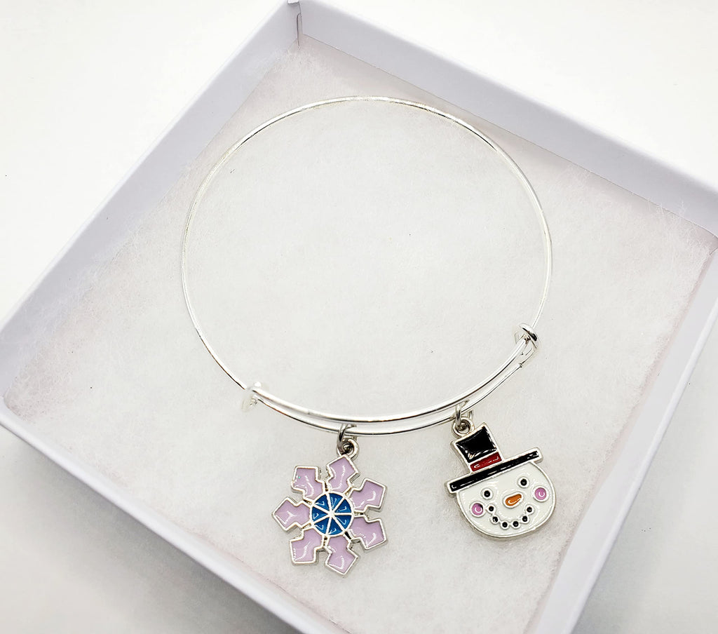 Snowman Charm Bracelet — Winter Snowflake Jewelry