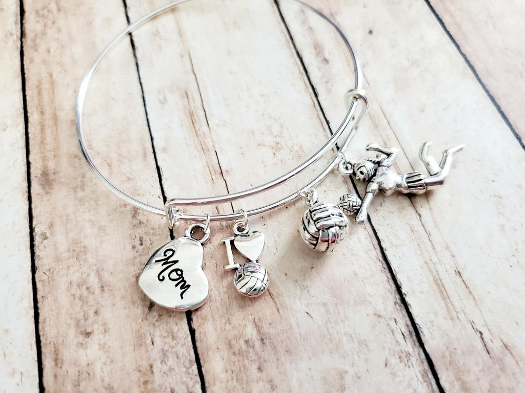 Volleyball Mom Bracelet | Team Mom Gift, Sports Mama Jewelry, Volleyball Heart Charm