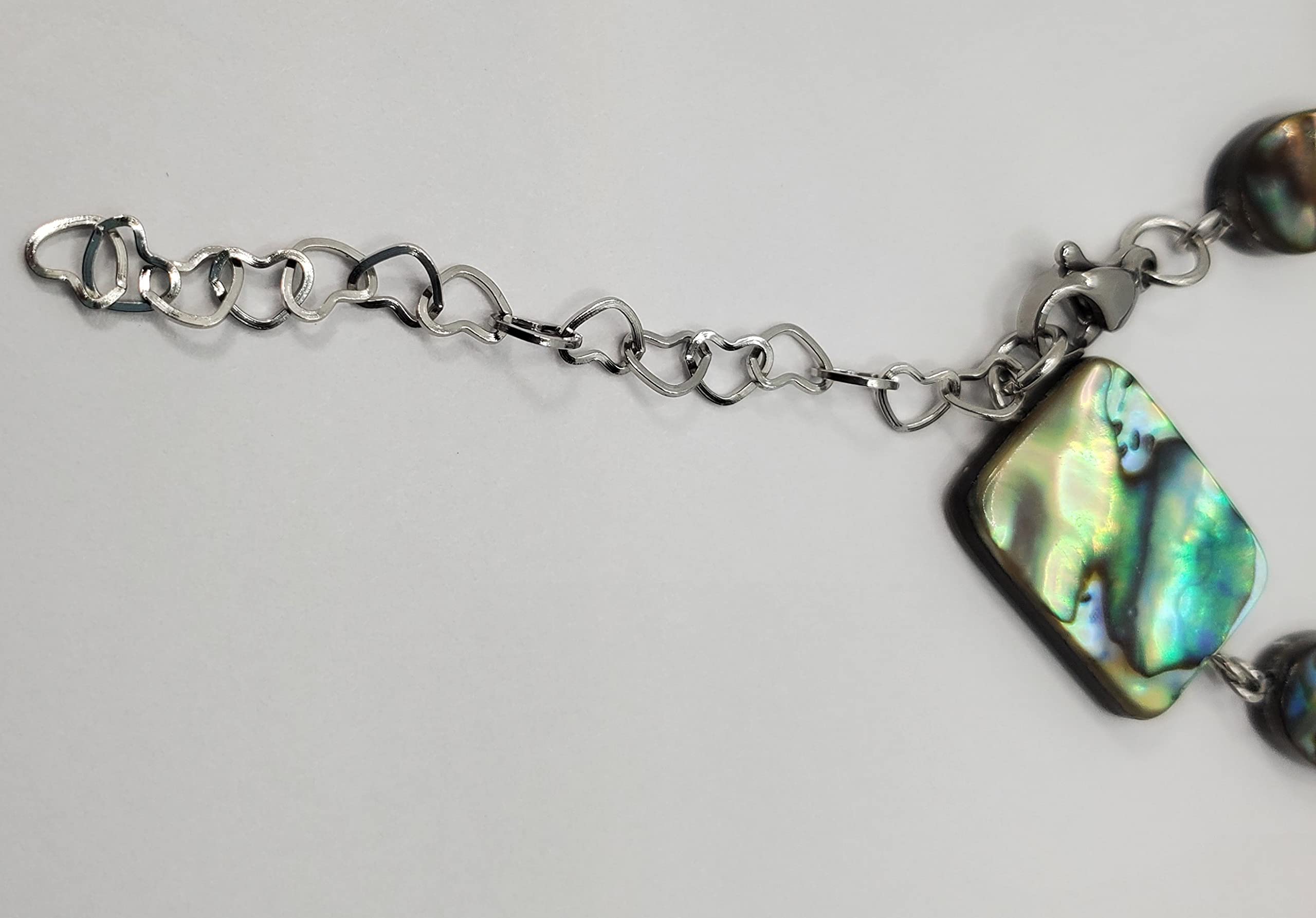 Abalone Shell Bracelet & Earrings Set | Paua Shell Beach Jewelry with Rhinestone Accents