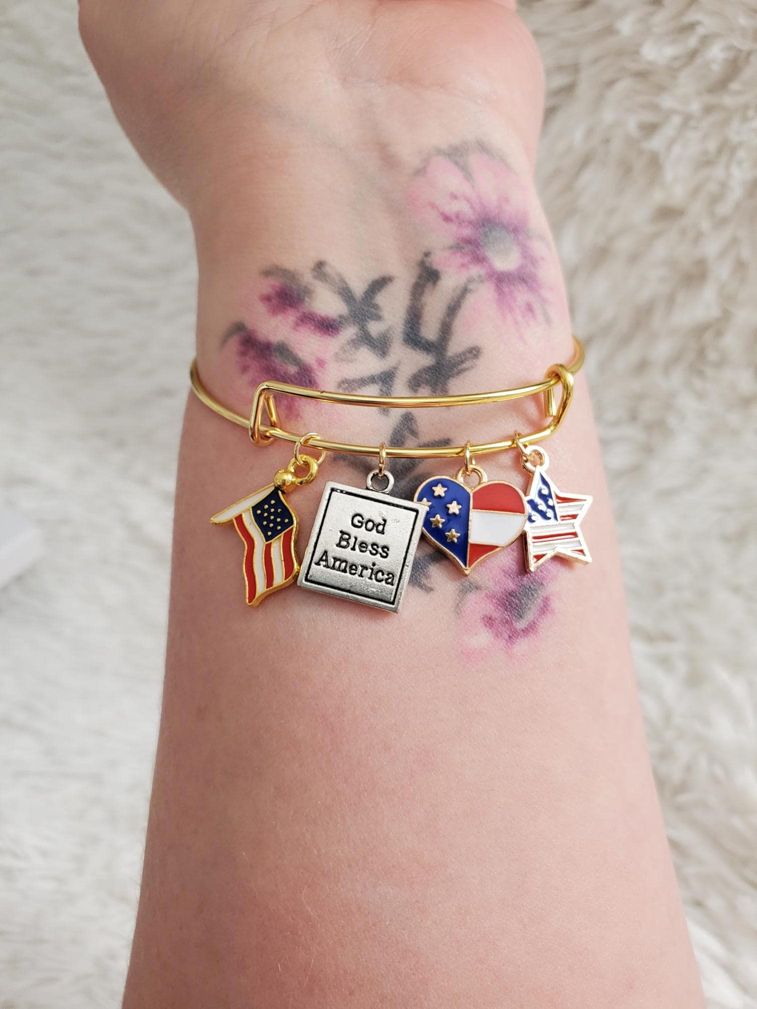 Patriotic Bracelet, Red White Blue Jewelry, God Bless America